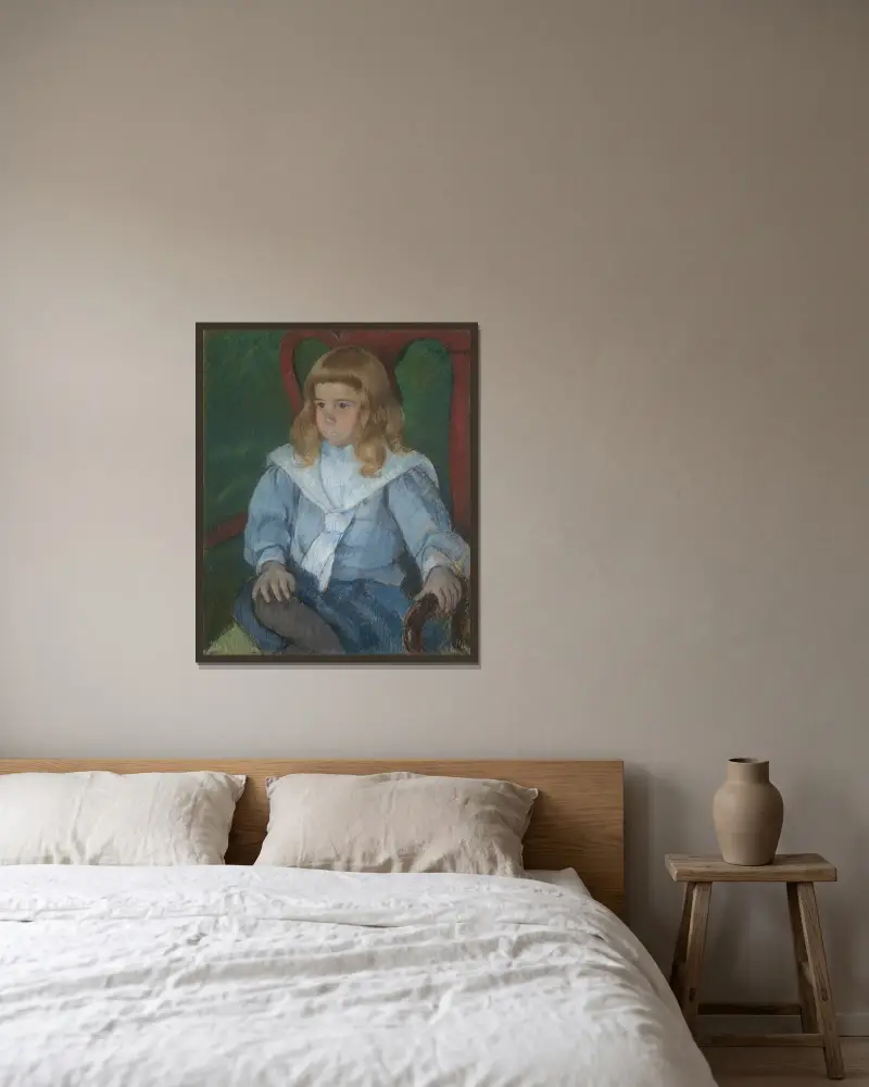 Junge mit goldenen Locken von Mary Cassatt gerahmt an einer Wand