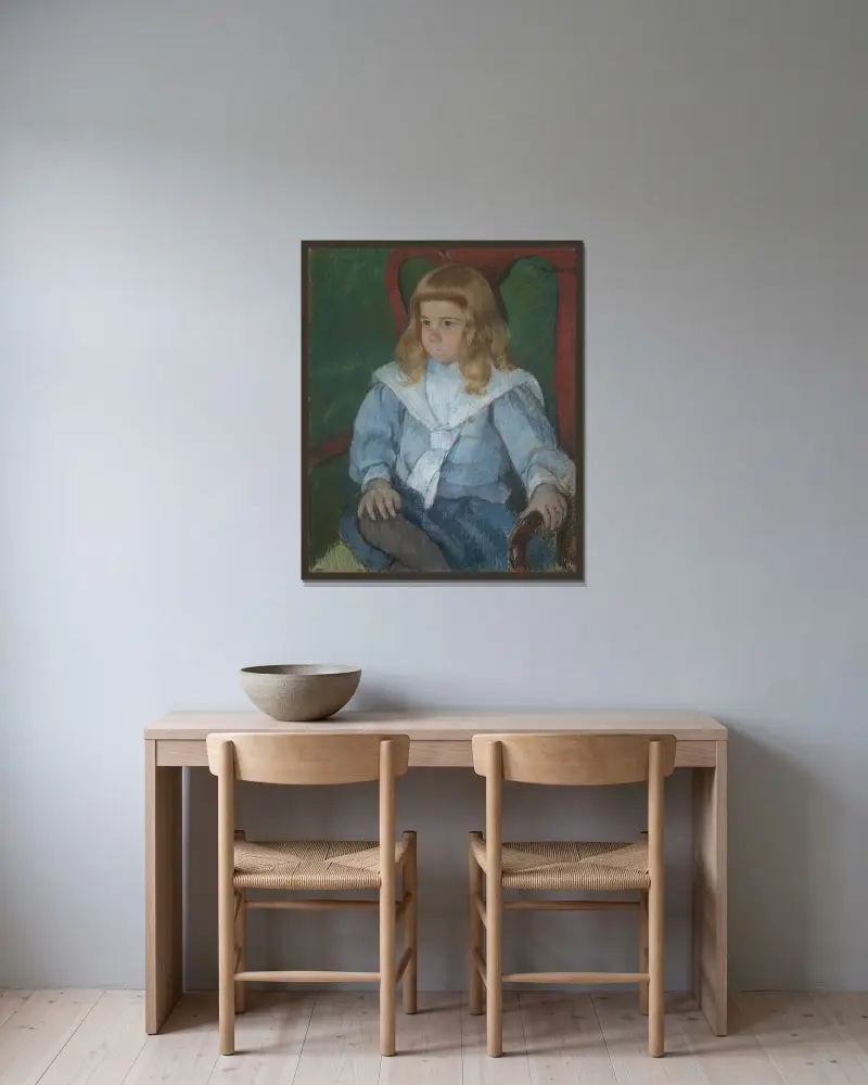 Junge mit goldenen Locken von Mary Cassatt gerahmt an einer Wand