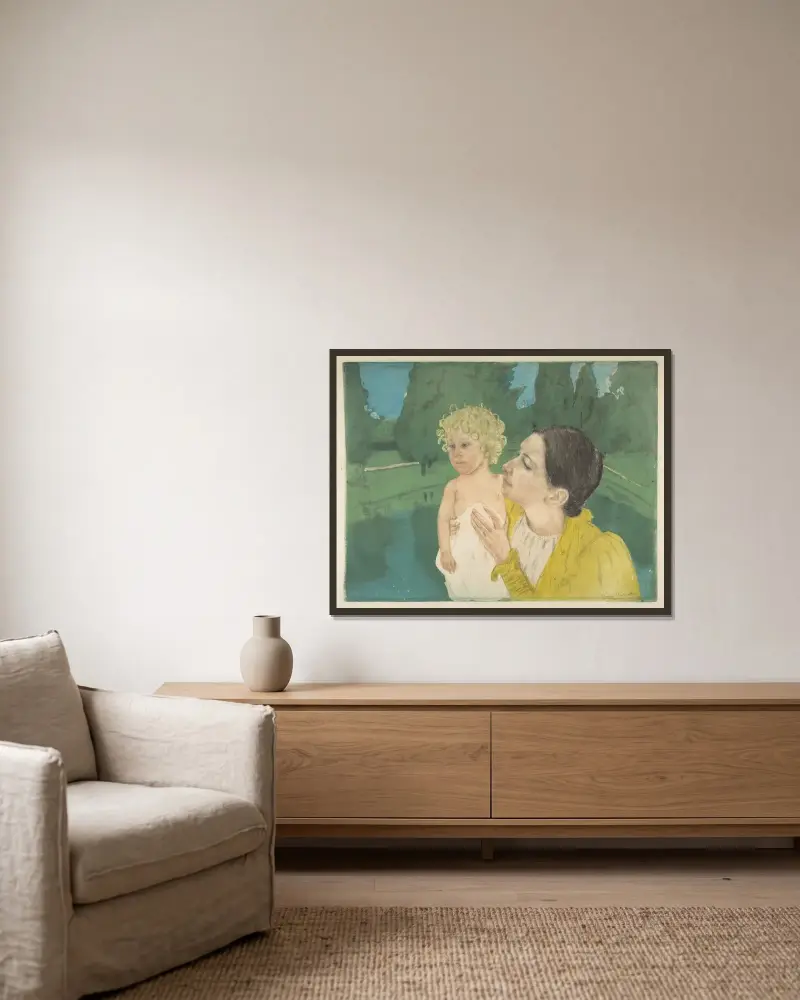 U dně rybníka, Mary Cassatt v rámu na stěně