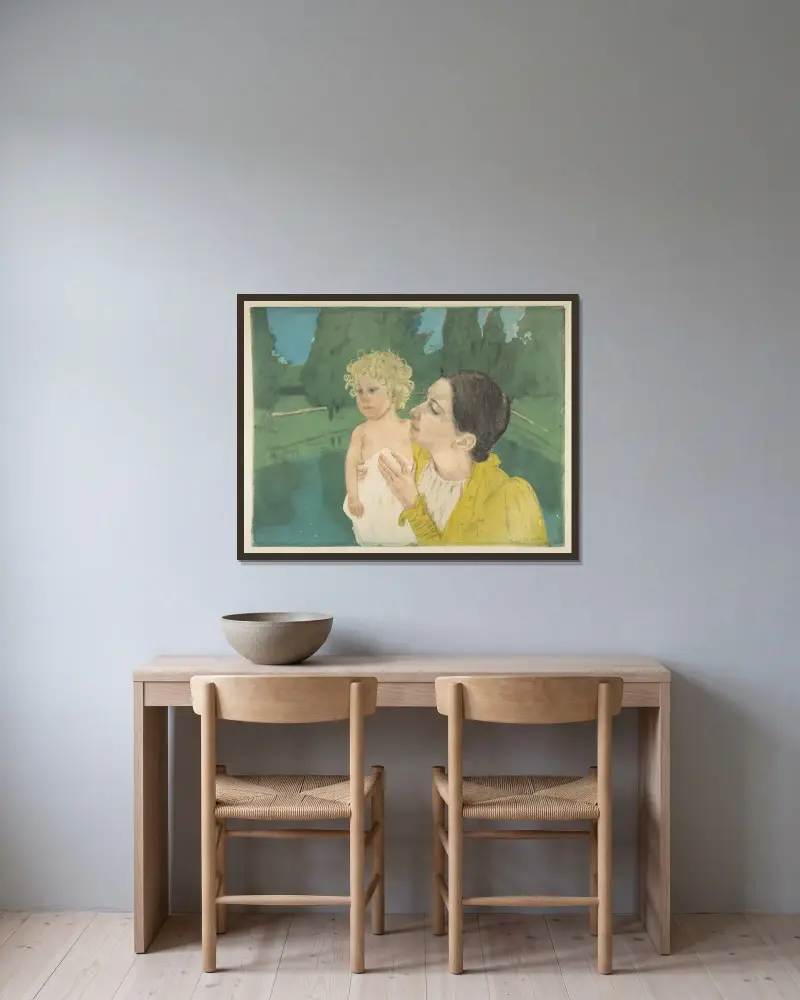 U dně rybníka, Mary Cassatt v rámu na stěně