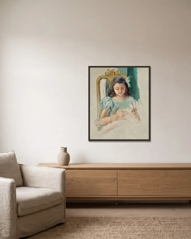 Françoise in einem italienischen Stuhl sitzend von Mary Cassatt gerahmt an einer Wand