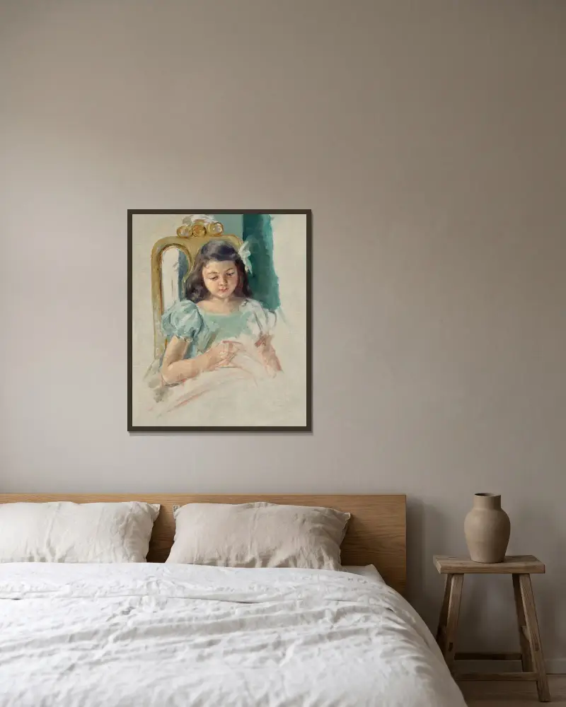 Françoise in einem italienischen Stuhl sitzend von Mary Cassatt gerahmt an einer Wand