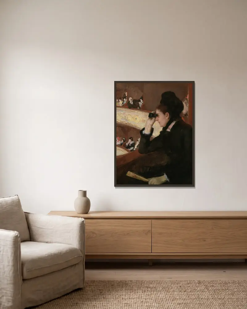 In The Loge av Mary Cassatt inramad på en vägg