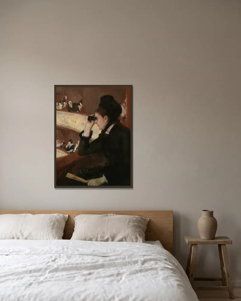 In The Loge av Mary Cassatt inramad på en vägg