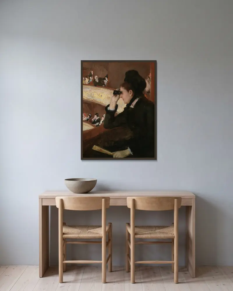 In The Loge av Mary Cassatt inramad på en vägg