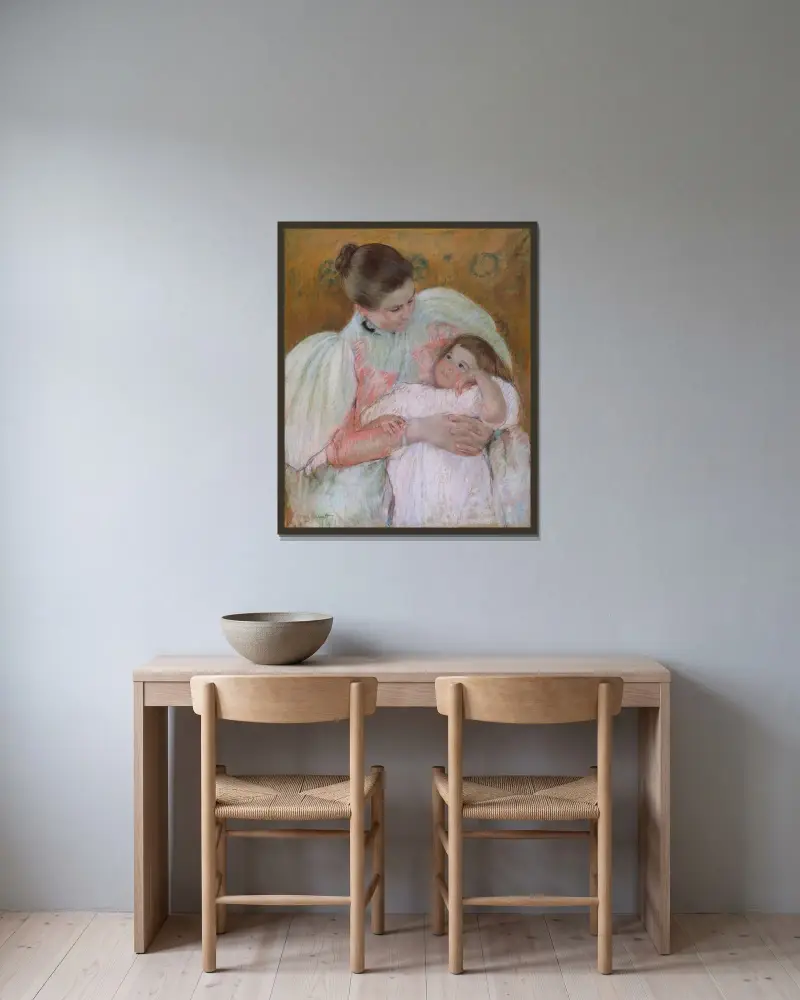 Sköterska och barn av Mary Cassatt inramad på en vägg