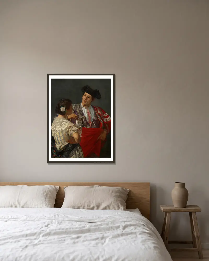 Erbjuder panal till tjurfäktaren av Mary Cassatt inramad på en vägg