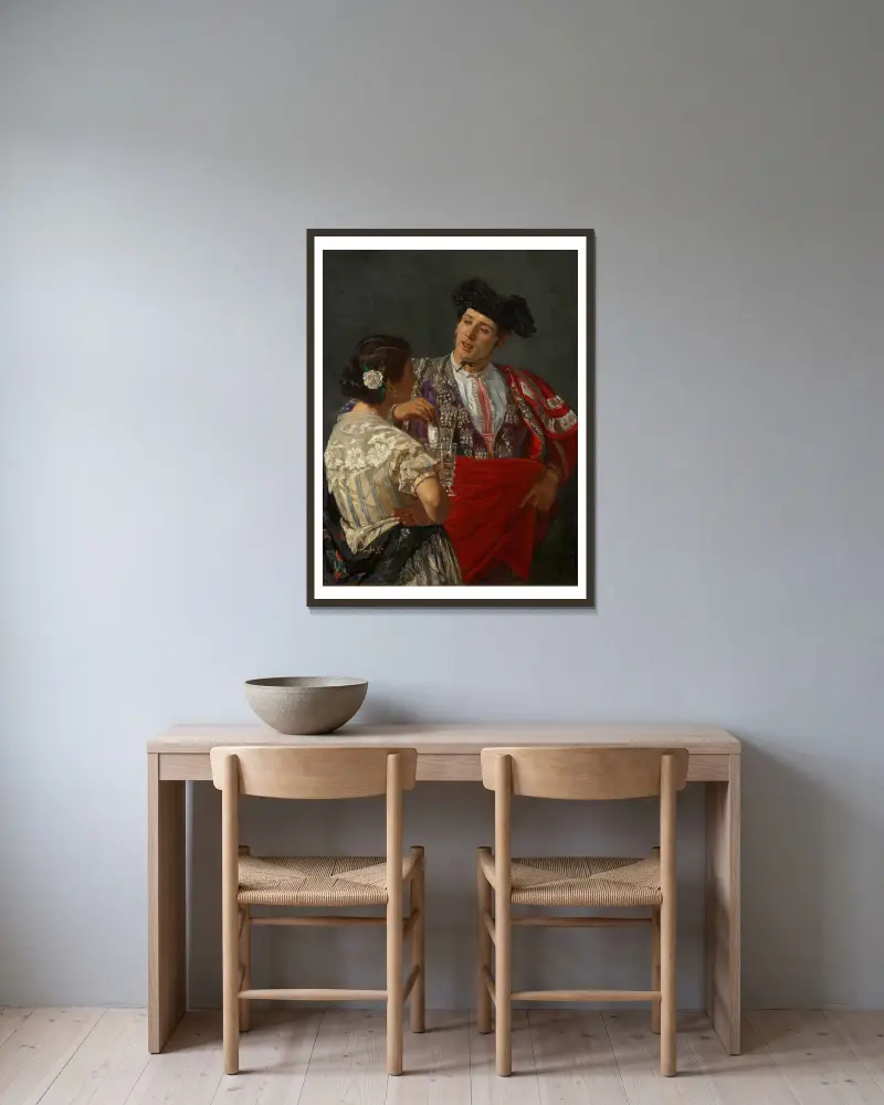 Erbjuder panal till tjurfäktaren av Mary Cassatt inramad på en vägg