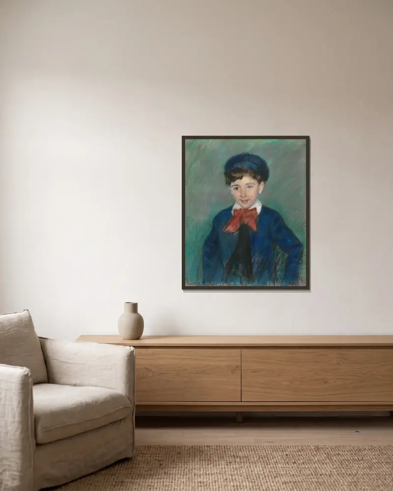 Porträtt av Charles Dikran Kelekian, åtta år av Mary Cassatt inramad på en vägg