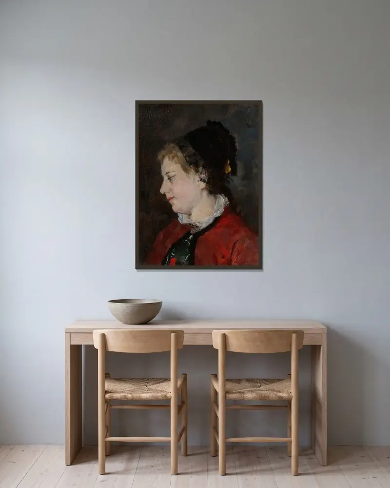 Porträtt av Madame Sisley av Mary Cassatt inramad på en vägg