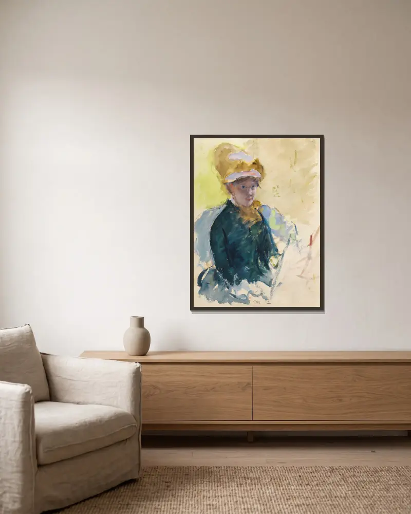Selbstporträt von Mary Cassatt gerahmt an einer Wand