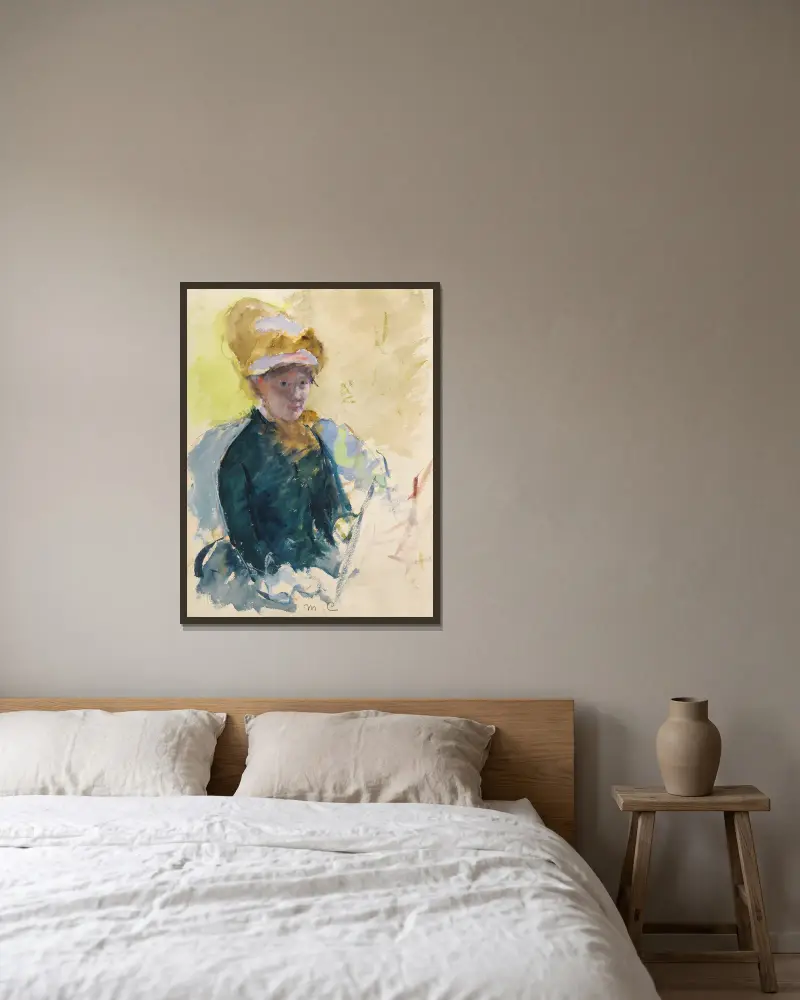 Selbstporträt von Mary Cassatt gerahmt an einer Wand