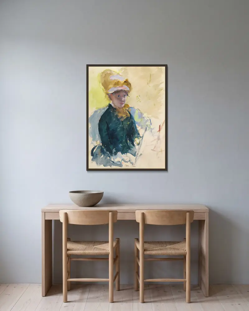 Selbstporträt von Mary Cassatt gerahmt an einer Wand
