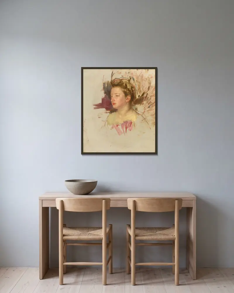 Skizze von Antoinette von Mary Cassatt gerahmt an einer Wand