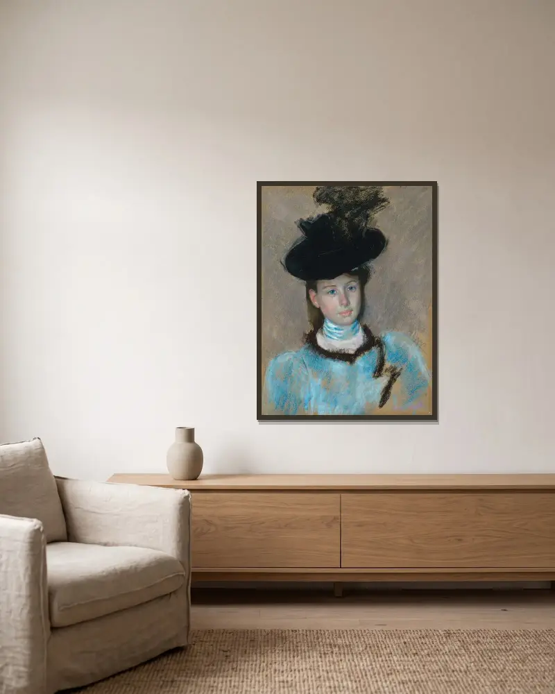The Black Hat av Mary Cassatt inramad på en vägg