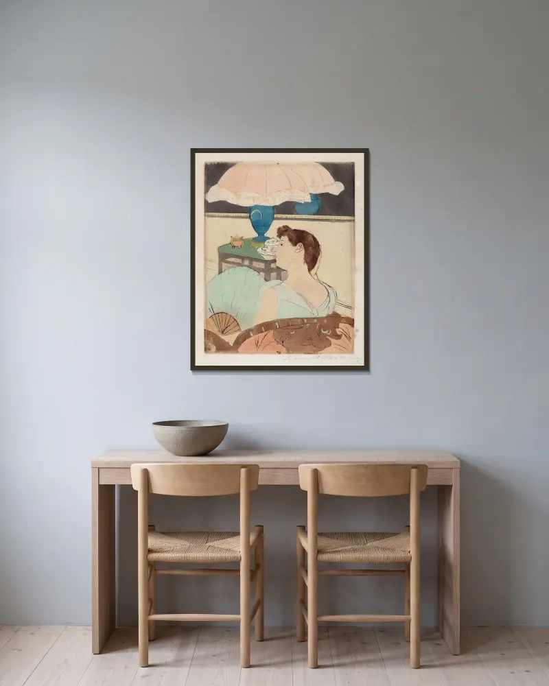 Lampa, 1890, Mary Cassatt v rámu na stěně