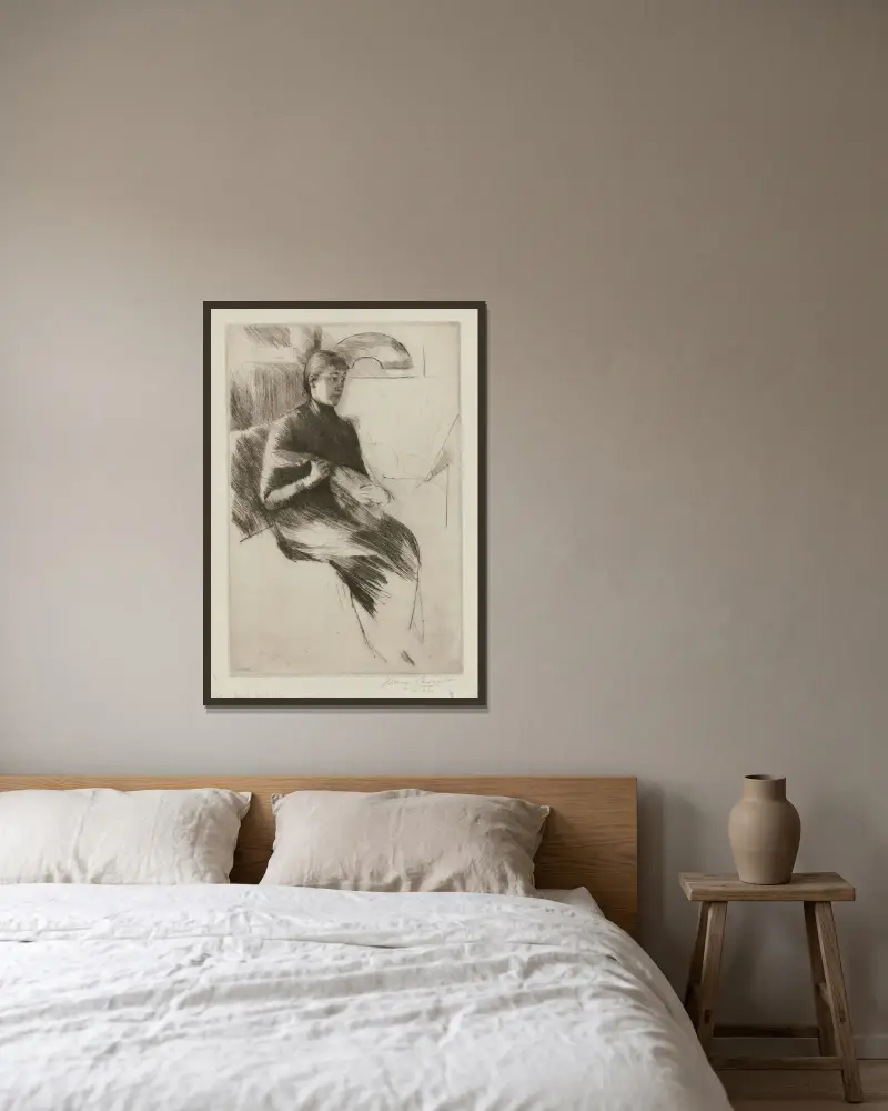 Hráč na mandolínu, Mary Cassatt v rámu na stěně