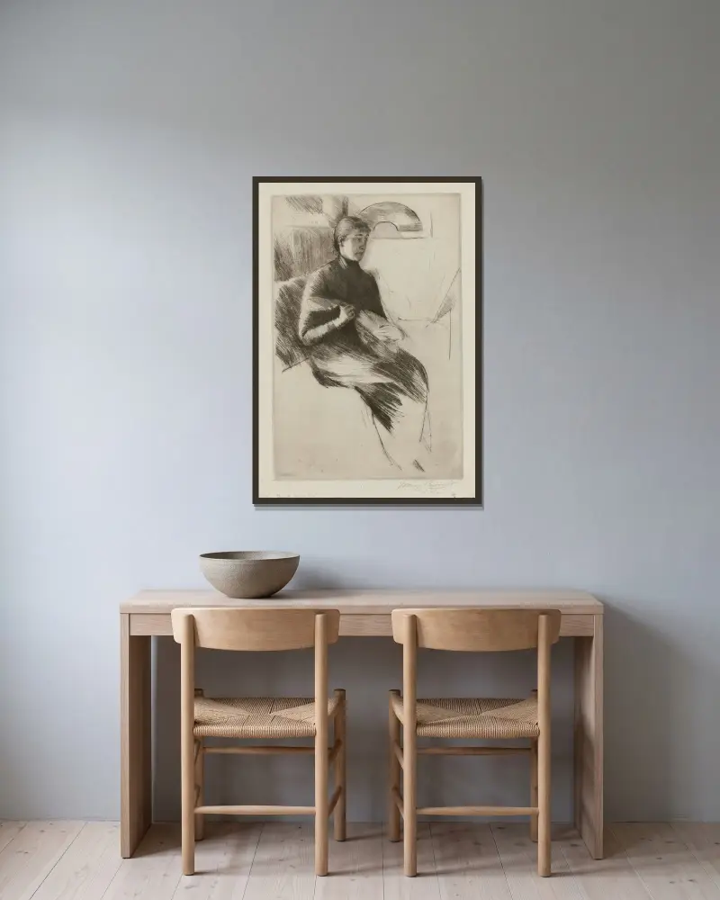 Hráč na mandolínu, Mary Cassatt v rámu na stěně