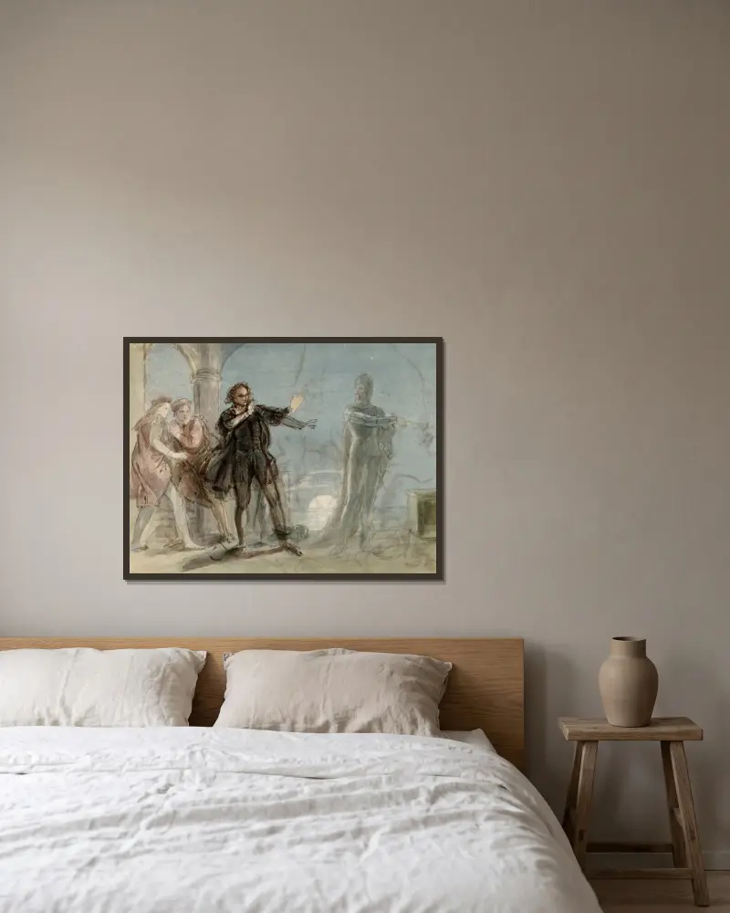Illustrationen zu Shakespeare Taf. 001 von John Massey Wright gerahmt an einer Wand