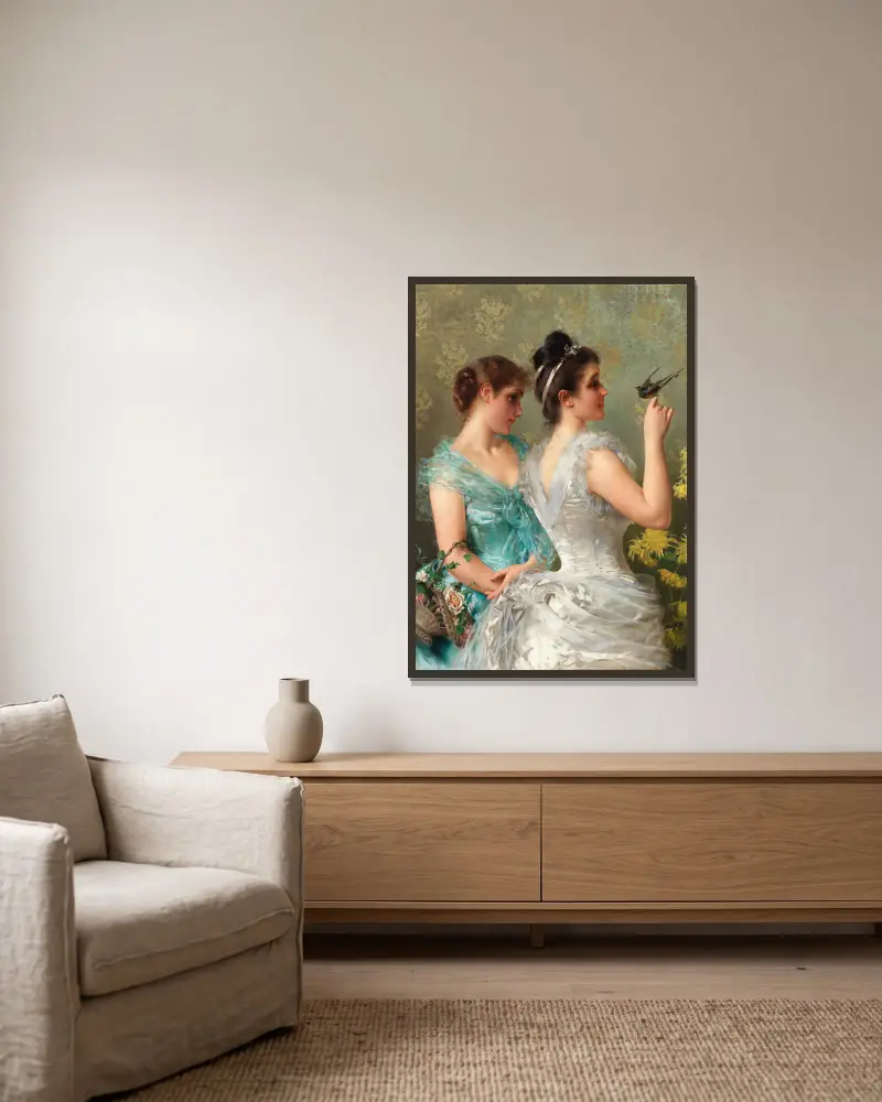 Pierzysty przyjaciel, Vittorio Matteo Corcos w ramie na ścianie