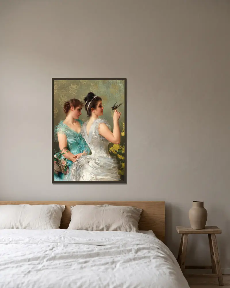 Pierzysty przyjaciel, Vittorio Matteo Corcos w ramie na ścianie