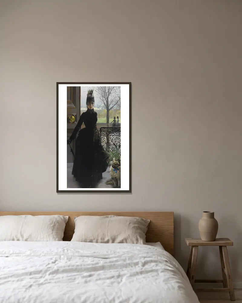 Eine elegante Dame, 1887 – Nr. 1 von Vittorio Matteo Corcos gerahmt an einer Wand