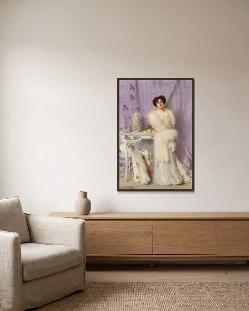 Porträtt av Diane de la Bouchère av Vittorio Matteo Corcos inramad på en vägg