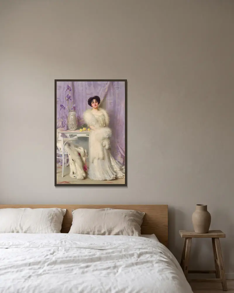 Porträtt av Diane de la Bouchère av Vittorio Matteo Corcos inramad på en vägg
