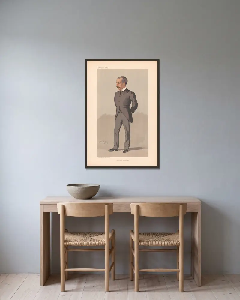 Arkitektur och ingenjörer. ”Imperialist Afrikander”. Sir James Sivewright. 1 juni 1893 av Leslie Matthew Ward inramad på en vägg