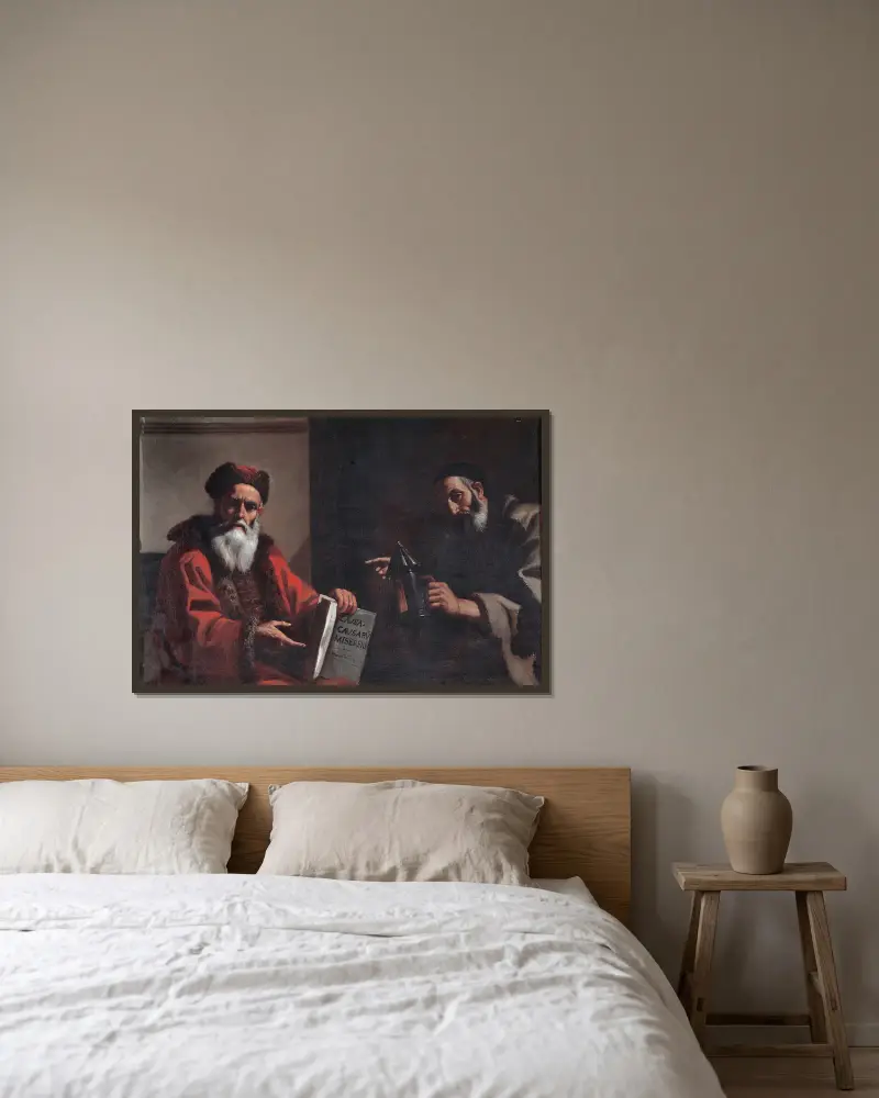 Diogenes und Platon von Mattia Preti gerahmt an einer Wand