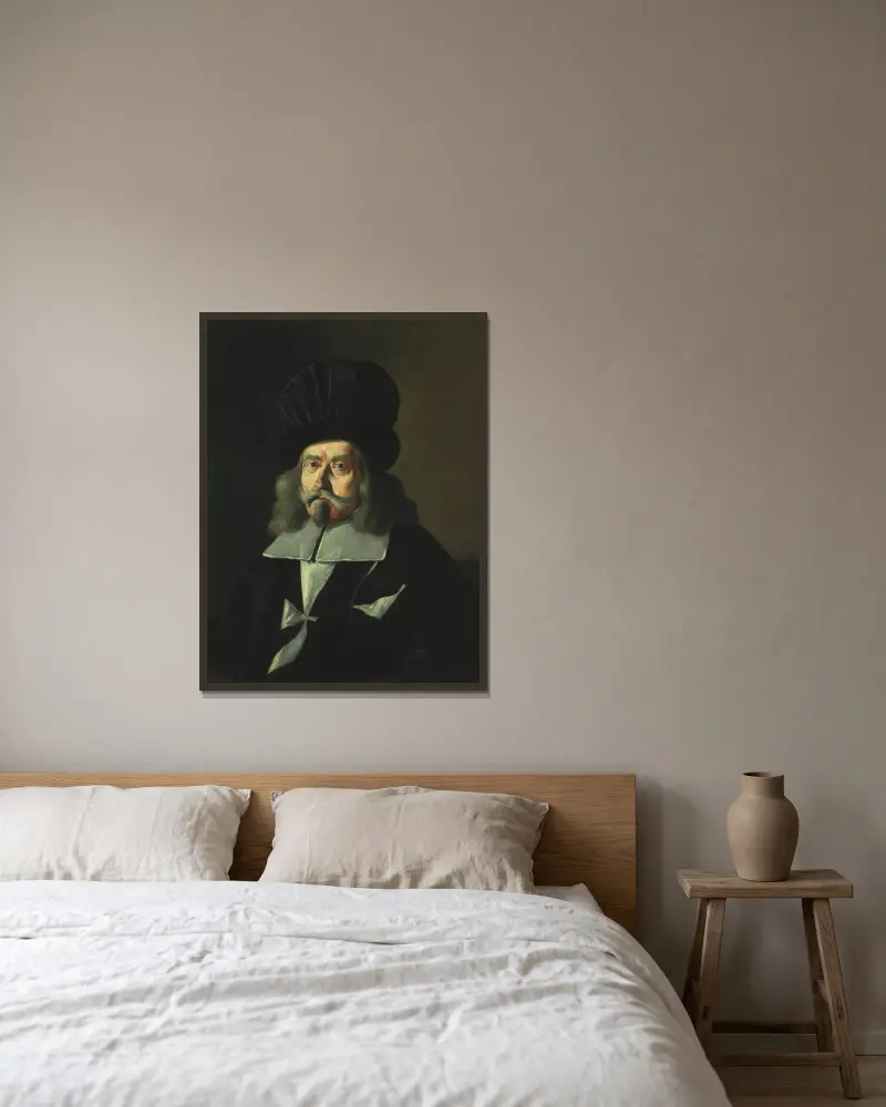 Porträt eines Großmeisters des Malteserordens, Martin de Redin von Mattia Preti gerahmt an einer Wand