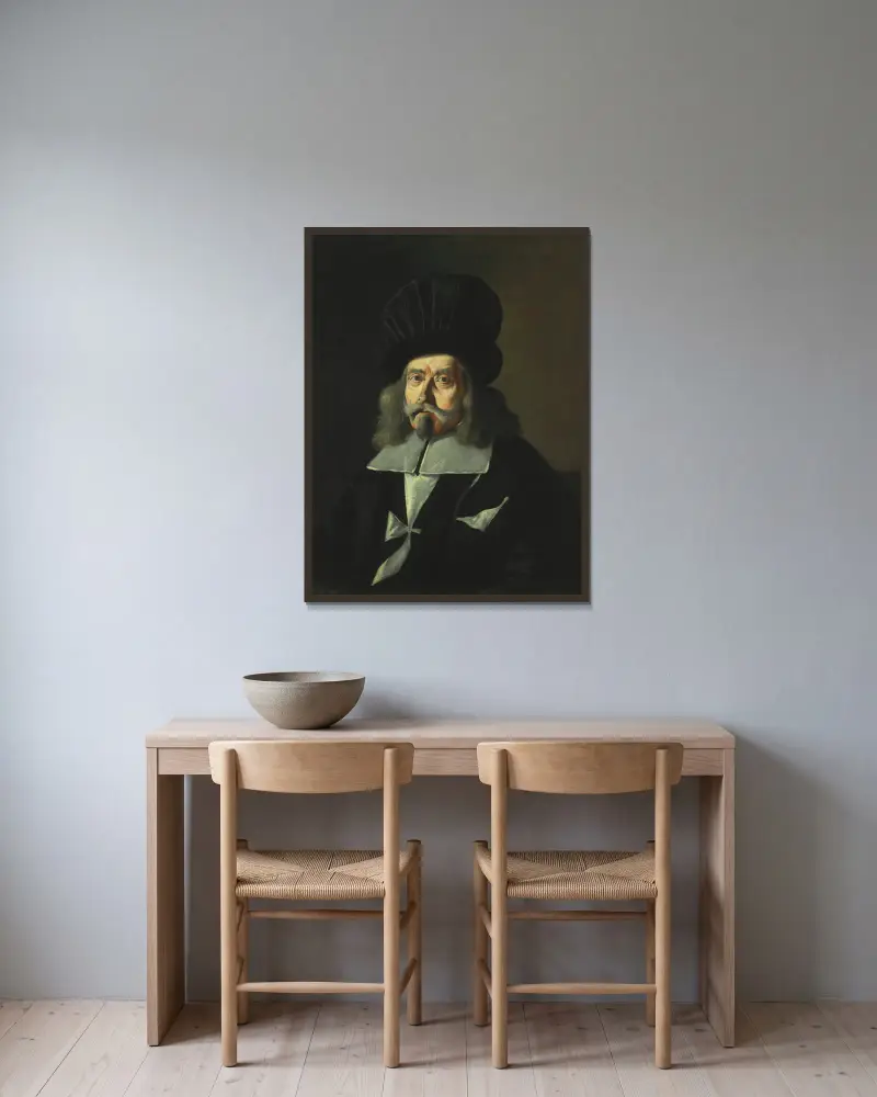 Porträt eines Großmeisters des Malteserordens, Martin de Redin von Mattia Preti gerahmt an einer Wand