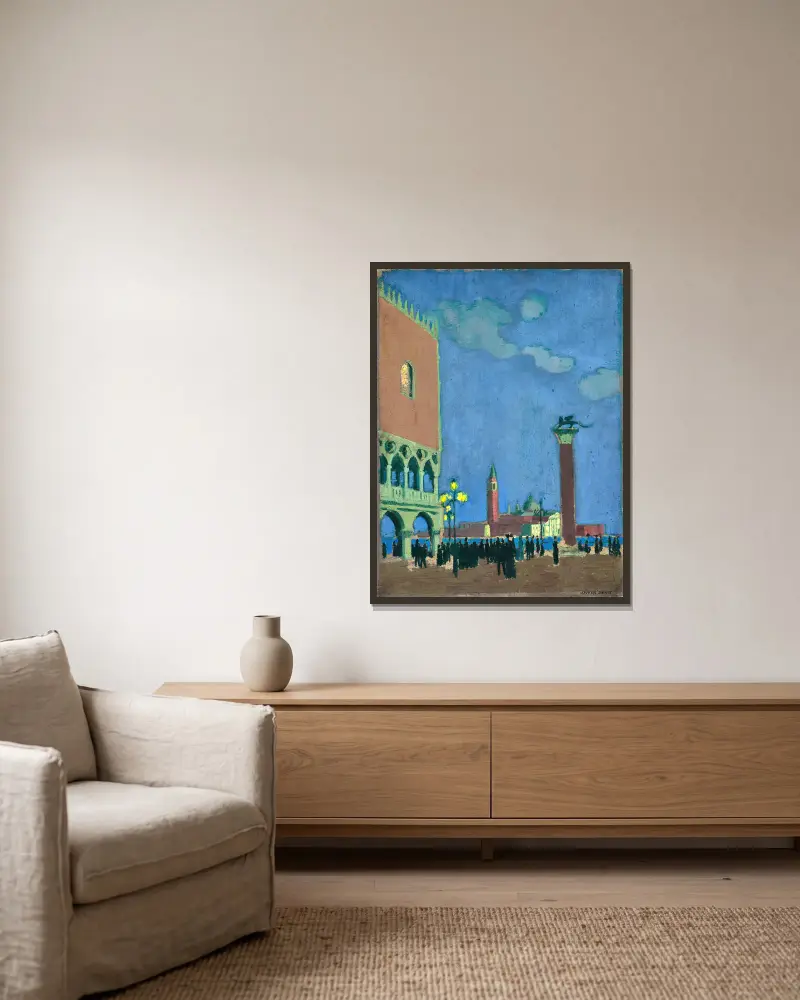 La Piazzetta, Venise av Maurice Denis inramad på en vägg