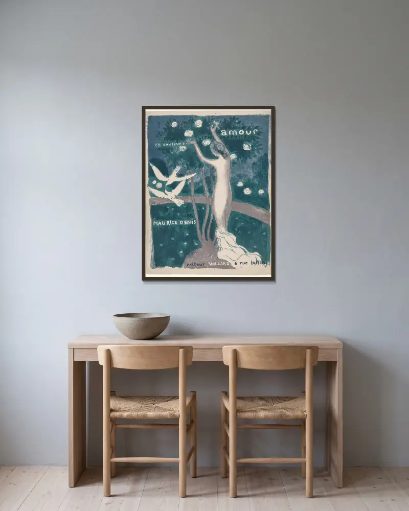 Love av Maurice Denis inramad på en vägg