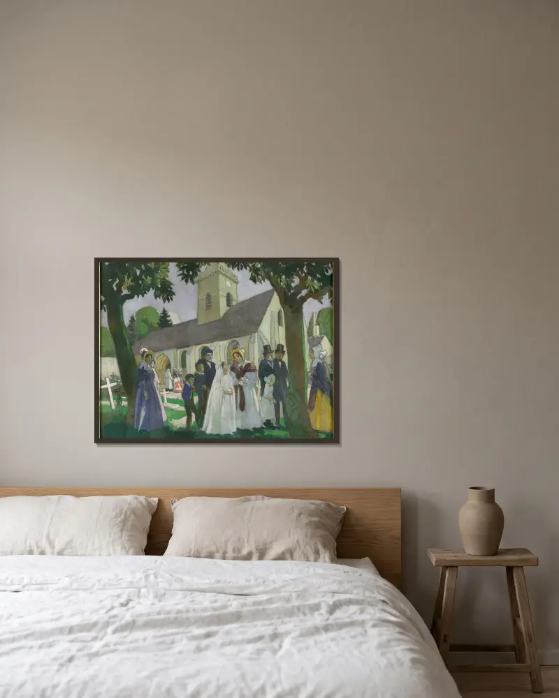 Léopoldines första kommunion i Fourqueux av Maurice Denis inramad på en vägg