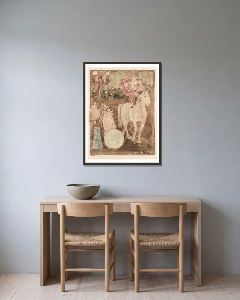 Reiter ohne Sattel von Maurice Prendergast gerahmt an einer Wand
