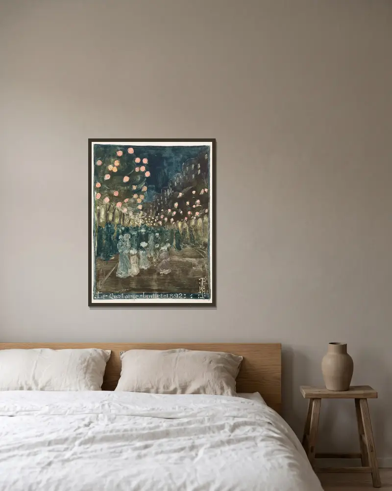Bastille Day av Maurice Prendergast inramad på en vägg