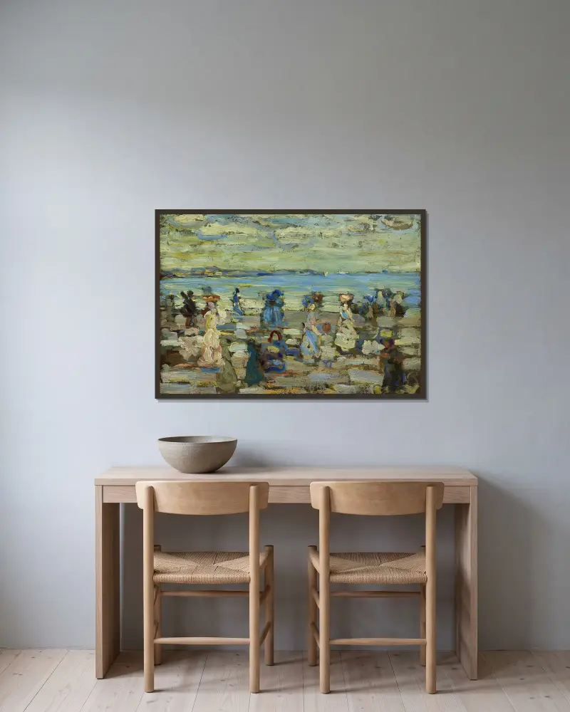Plážová scéna, Maurice Prendergast v rámu na stěně