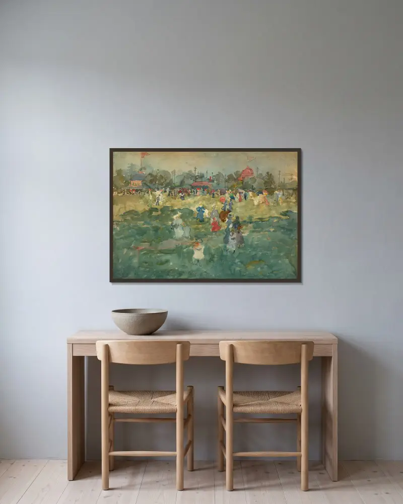 Franklin Park, Boston av Maurice Prendergast inramad på en vägg