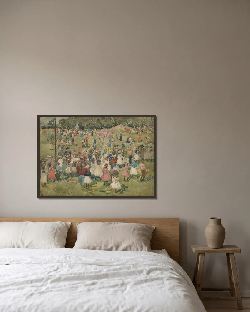 Maifeier, Central Park von Maurice Prendergast gerahmt an einer Wand