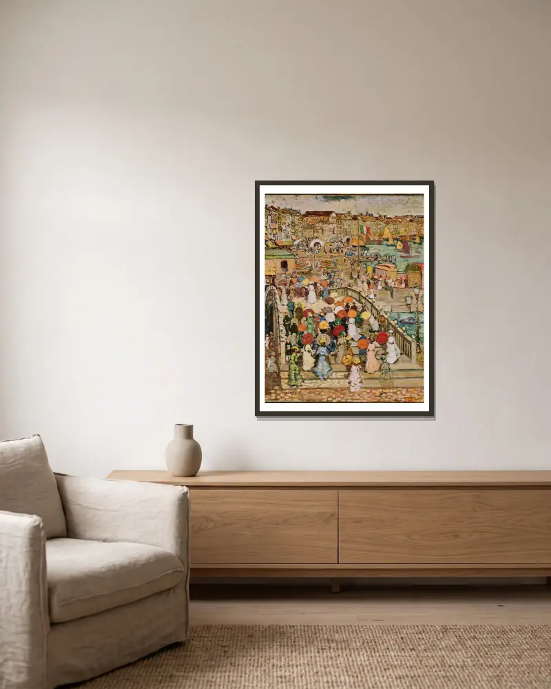 Ponte della Paglia av Maurice Prendergast inramad på en vägg