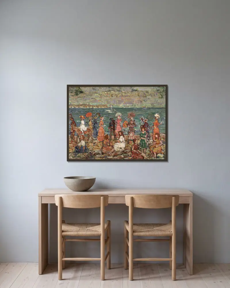 Seashore av Maurice Prendergast inramad på en vägg