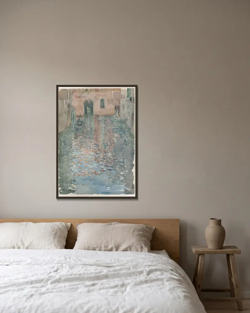 Venetian Canals av Maurice Prendergast inramad på en vägg
