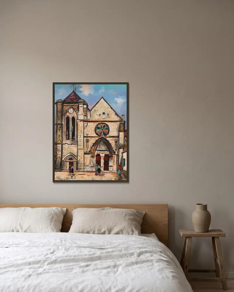 Basilika Notre-Dame de Bonne Garde, Longpont-sur-Orge (Essonne) von Maurice Utrillo gerahmt an einer Wand