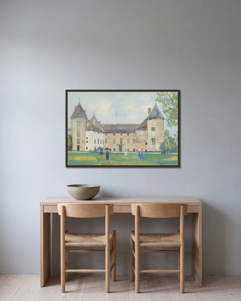 Schloss La Clayette in Savigny-lès-Beaune von Maurice Utrillo gerahmt an einer Wand