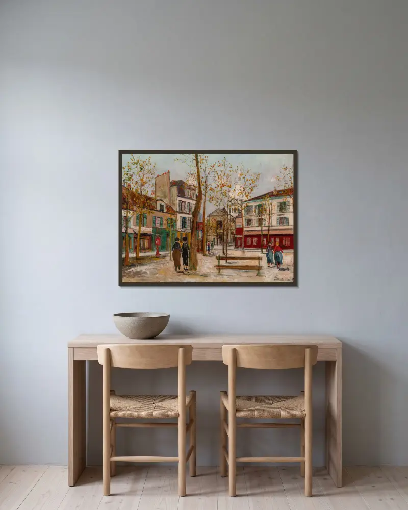 Place du Tertre in Montmartre von Maurice Utrillo gerahmt an einer Wand