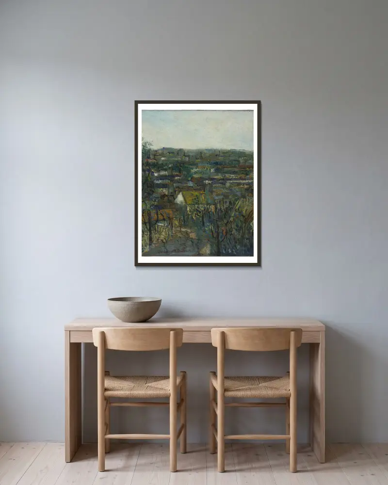 Tak i Montmagny av Maurice Utrillo inramad på en vägg