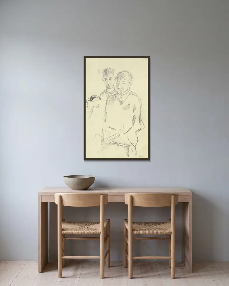2 Zuhörer von Max Beckmann gerahmt an einer Wand