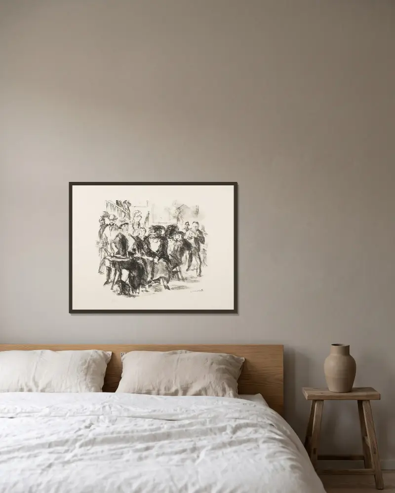 Admiralscafé av Max Beckmann inramad på en vägg