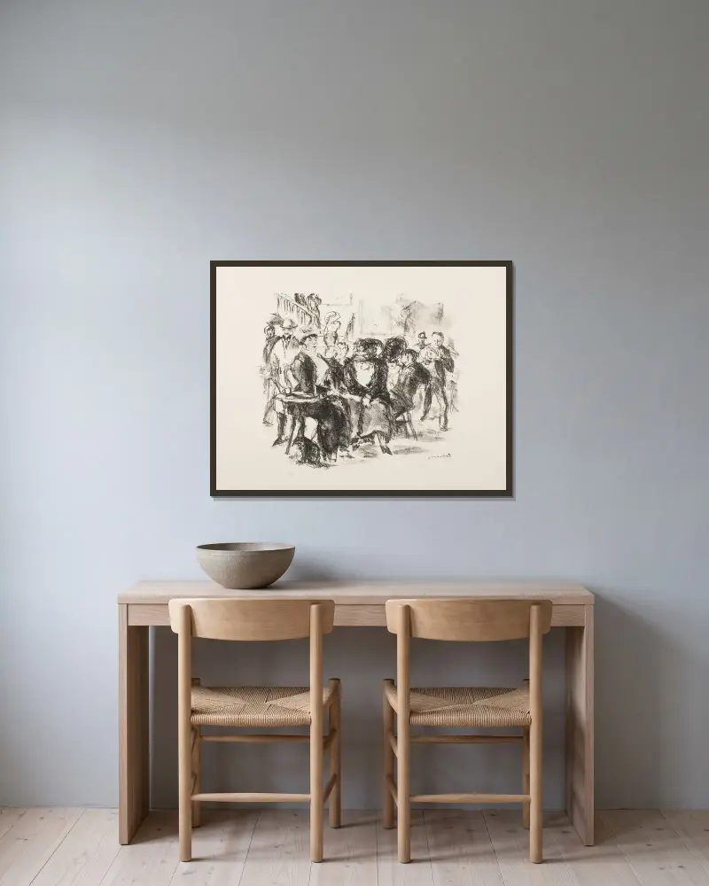 Admiralscafé av Max Beckmann inramad på en vägg